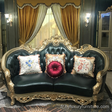 Canapé chesterfield en cuir de style européen en bois